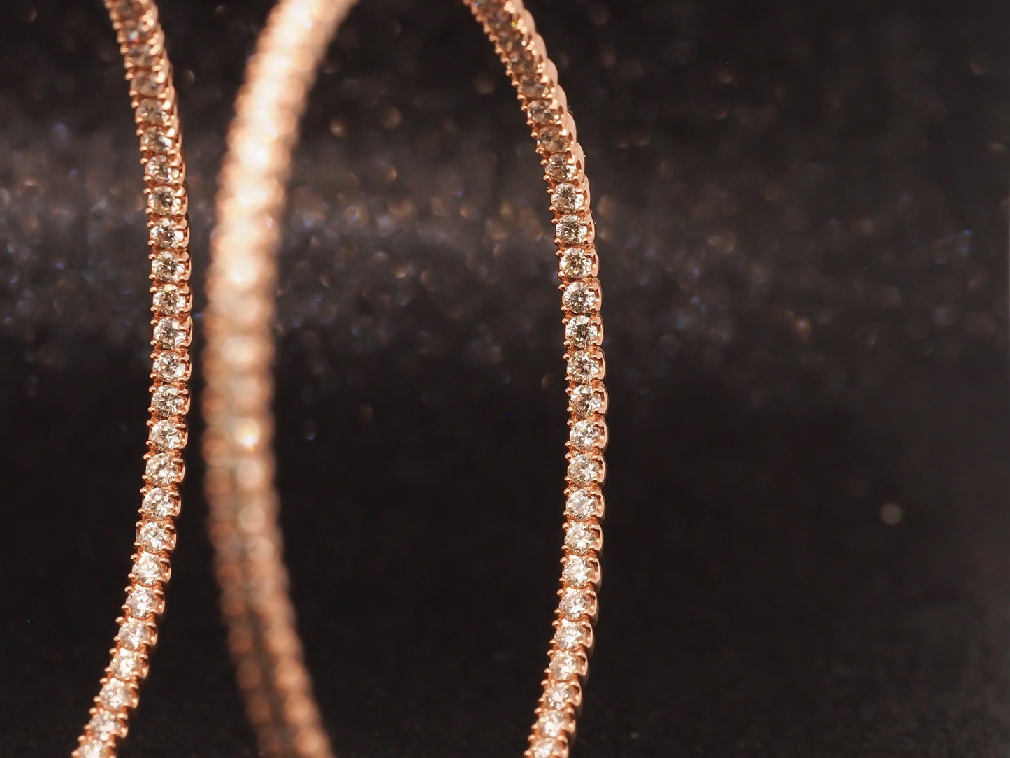 Estate Jumbo 14K Rose Gold 8ct Diamond Hoop Earrings - VHK#558a