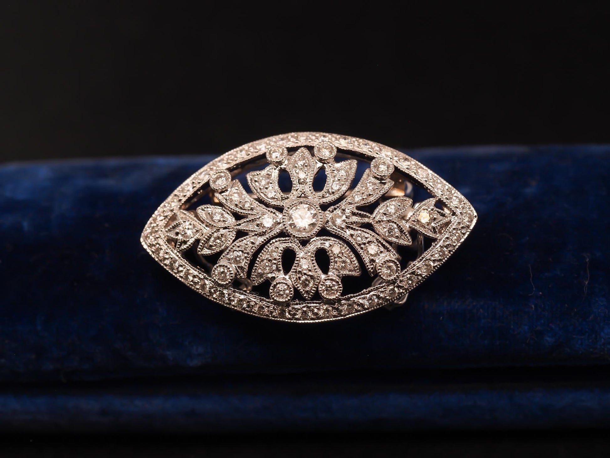 Estate 14K White Gold Diamond Brooch and Pendant - VHK#543a