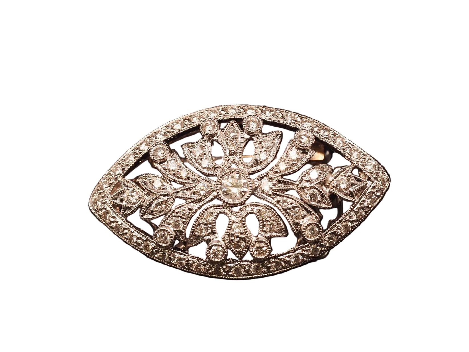 Estate 14K White Gold Diamond Brooch and Pendant - VHK#543a
