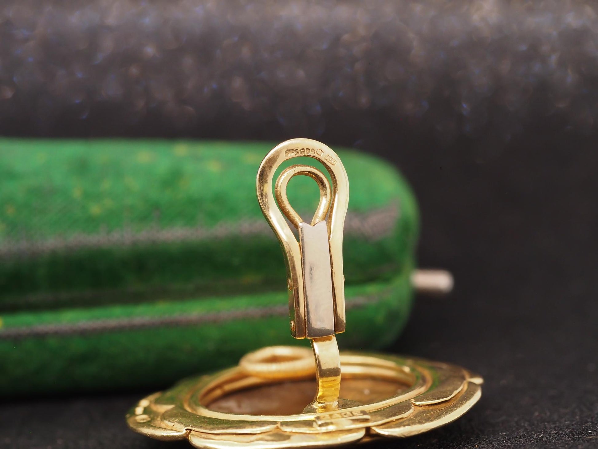Estate 18K Yellow Gold Elizabeth Gage Enamel Painting Earrings - VHK#467a