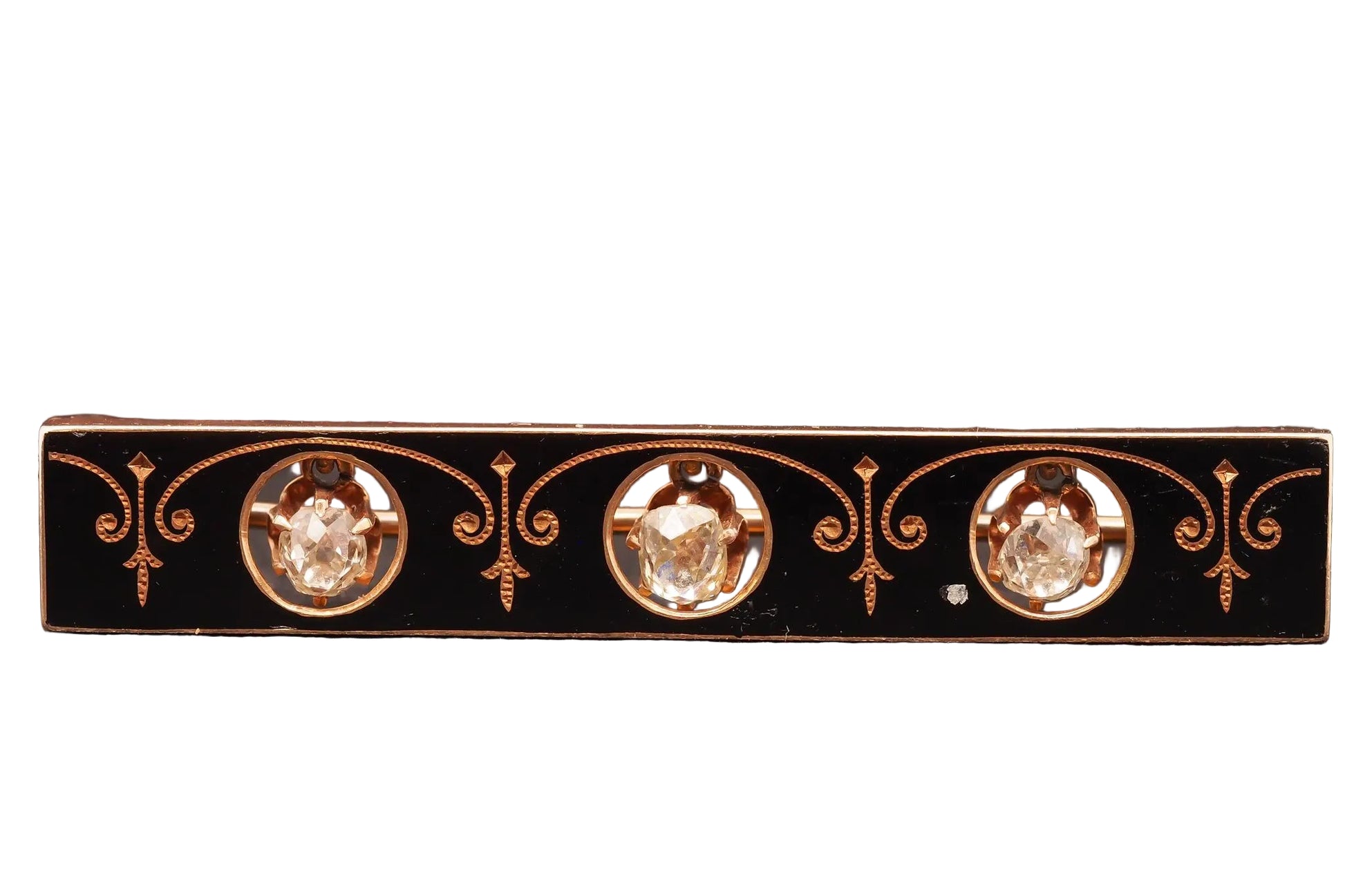 Estate Victorian Brooch with Old Mine Cut Diamonds and Enamel - VHK#469a