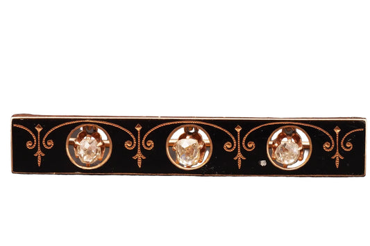 Estate Victorian Brooch with Old Mine Cut Diamonds and Enamel - VHK#469a