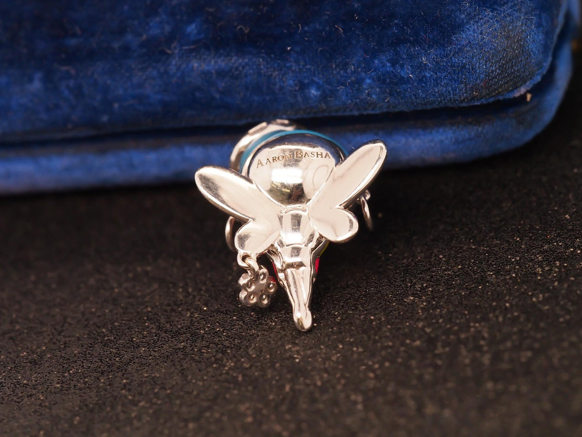 Estate 18K White Gold  AARON BASHA “Super Girl” Charm Pendant - VHK#471a