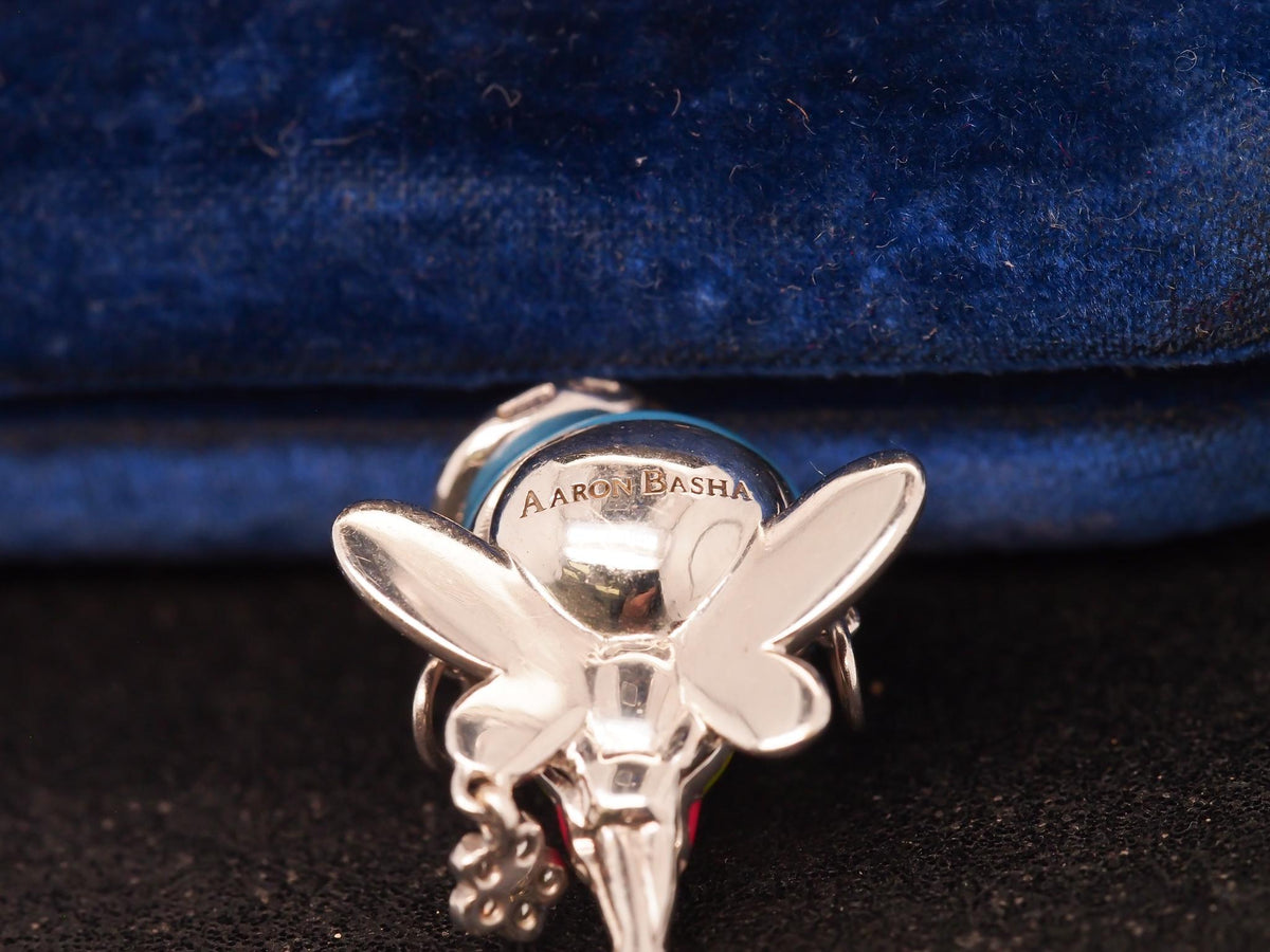 Estate 18K White Gold  AARON BASHA “Super Girl” Charm Pendant - VHK#471a