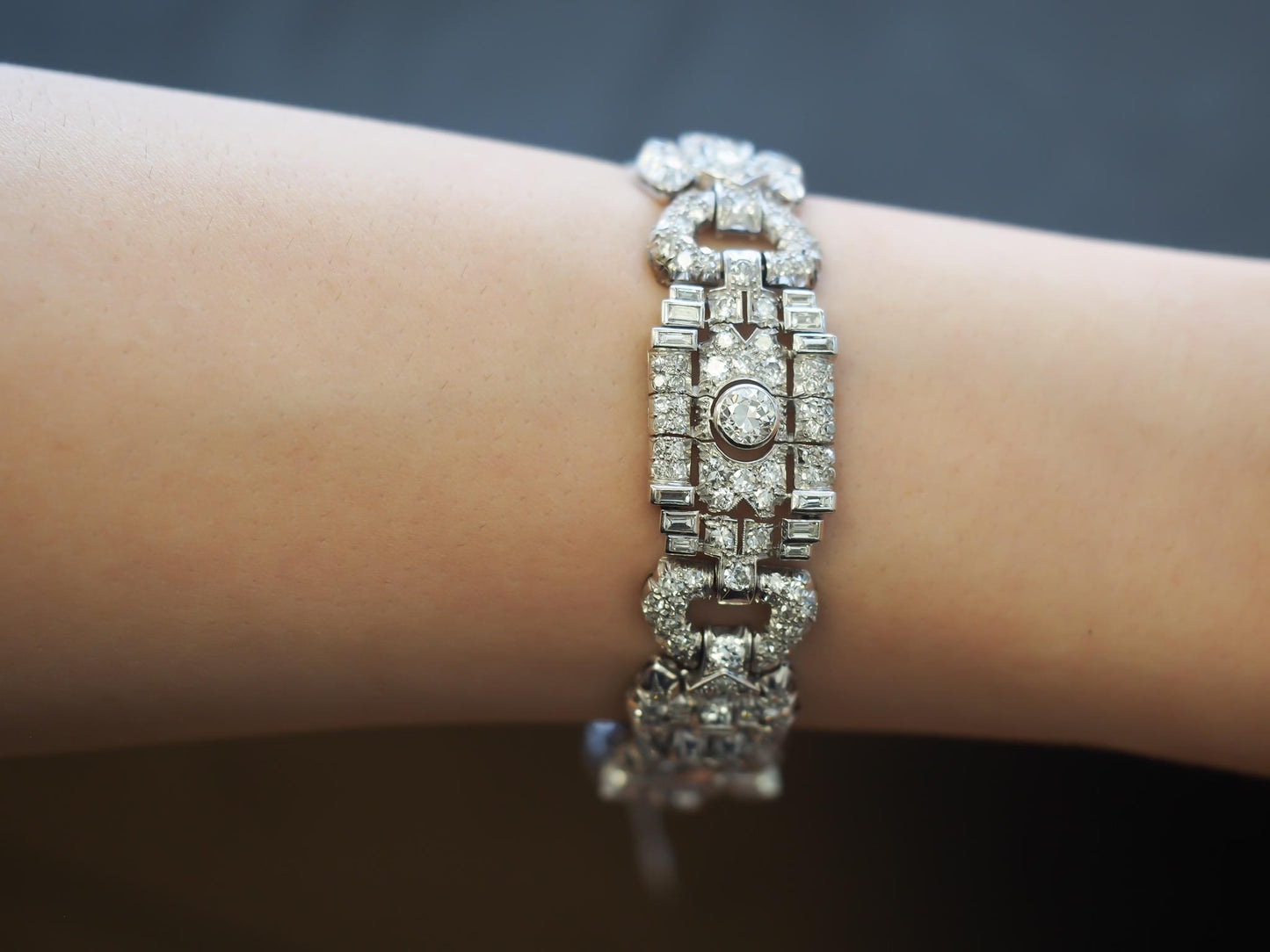 Estate Platinum Art Deco Royal Diamond Bracelet - VHK#475b