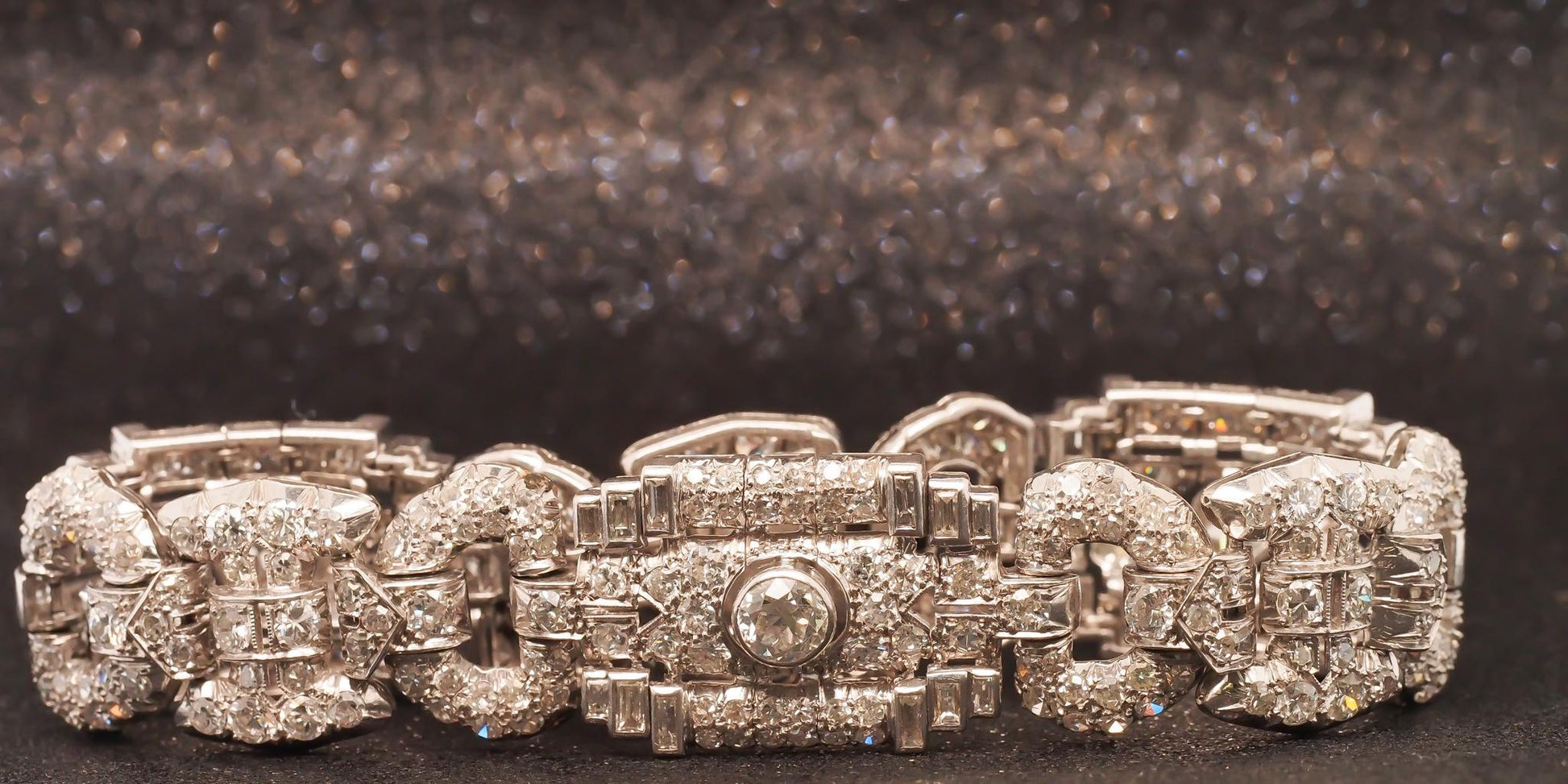 Estate Platinum Art Deco Royal Diamond Bracelet - VHK#475b