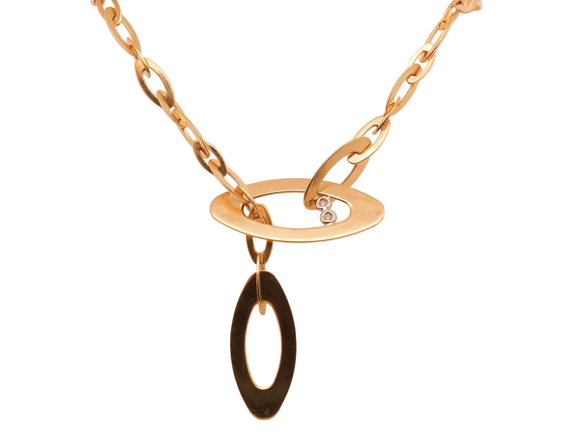 Estate 18K Yellow Gold Roberto Coin Lariat Diamond Chic Necklace - VHK#574b