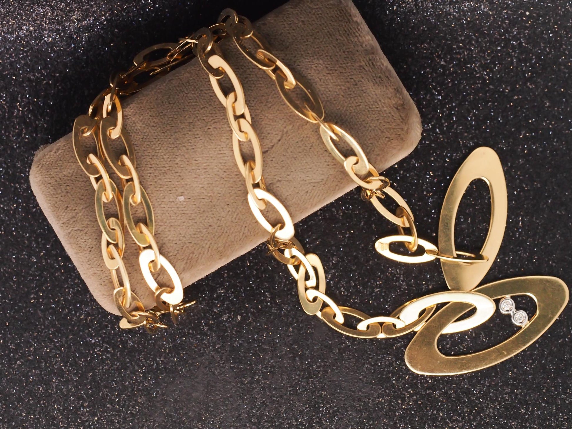 Estate 18K Yellow Gold Roberto Coin Lariat Diamond Chic Necklace - VHK#574b