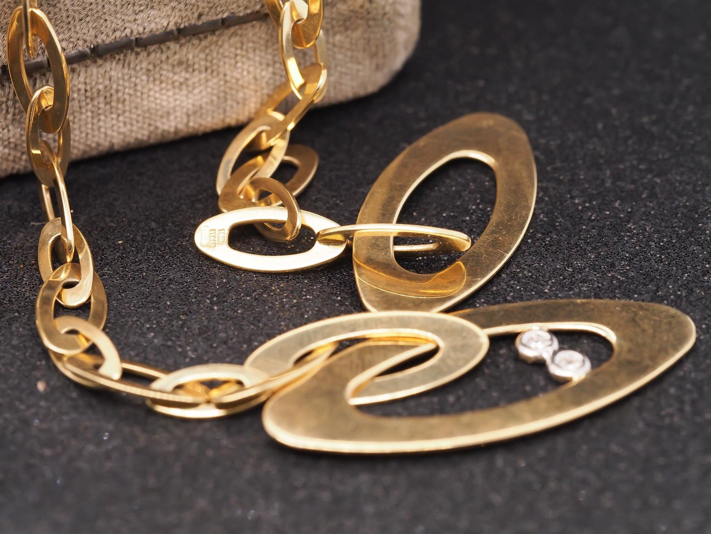 Estate 18K Yellow Gold Roberto Coin Lariat Diamond Chic Necklace - VHK#574b