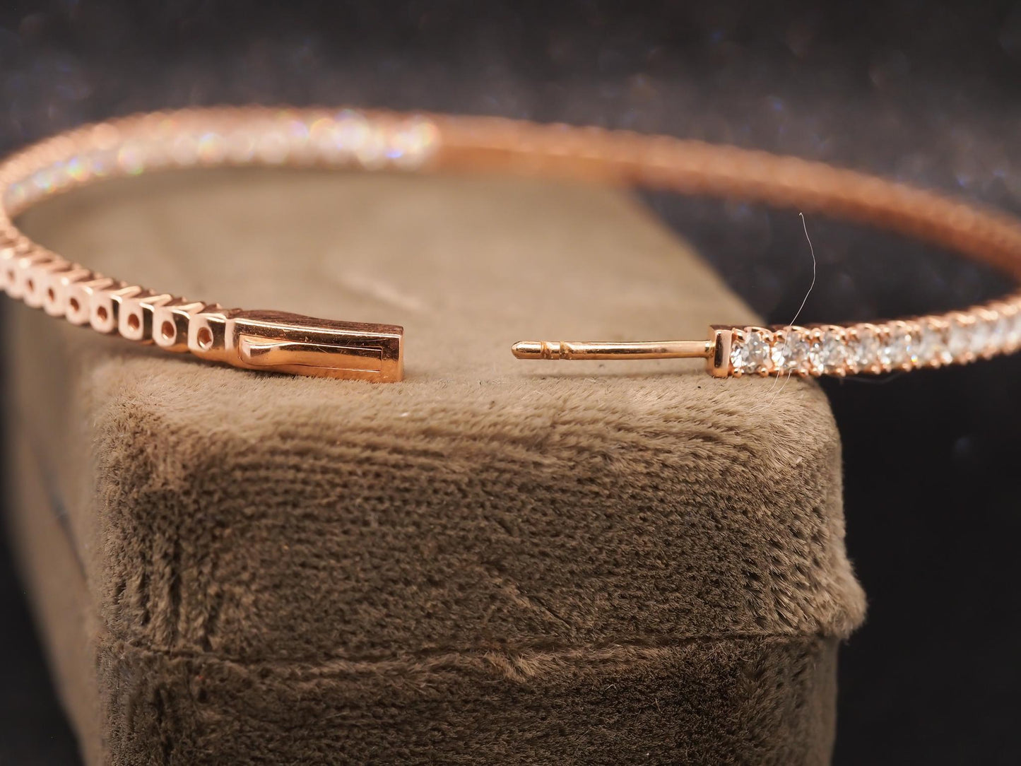 Estate Jumbo 14K Rose Gold 8ct Diamond Hoop Earrings - VHK#558a
