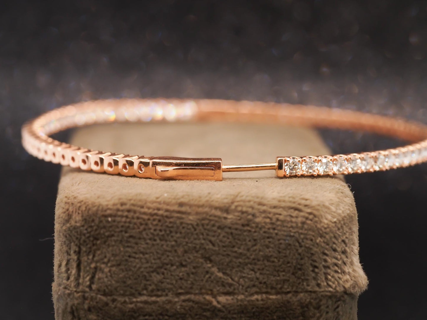Estate Jumbo 14K Rose Gold 8ct Diamond Hoop Earrings - VHK#558a