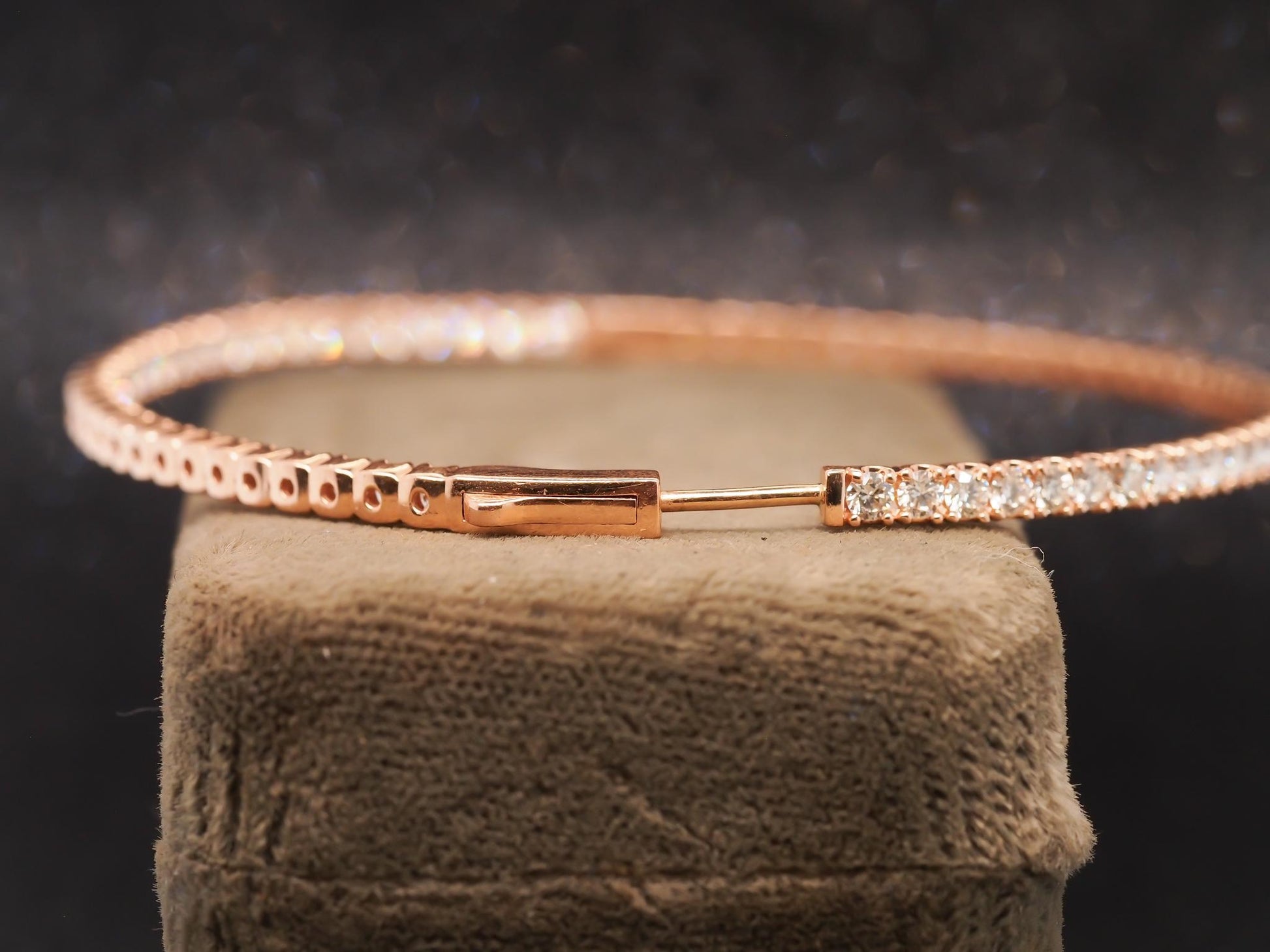 Estate Jumbo 14K Rose Gold 8ct Diamond Hoop Earrings - VHK#558a