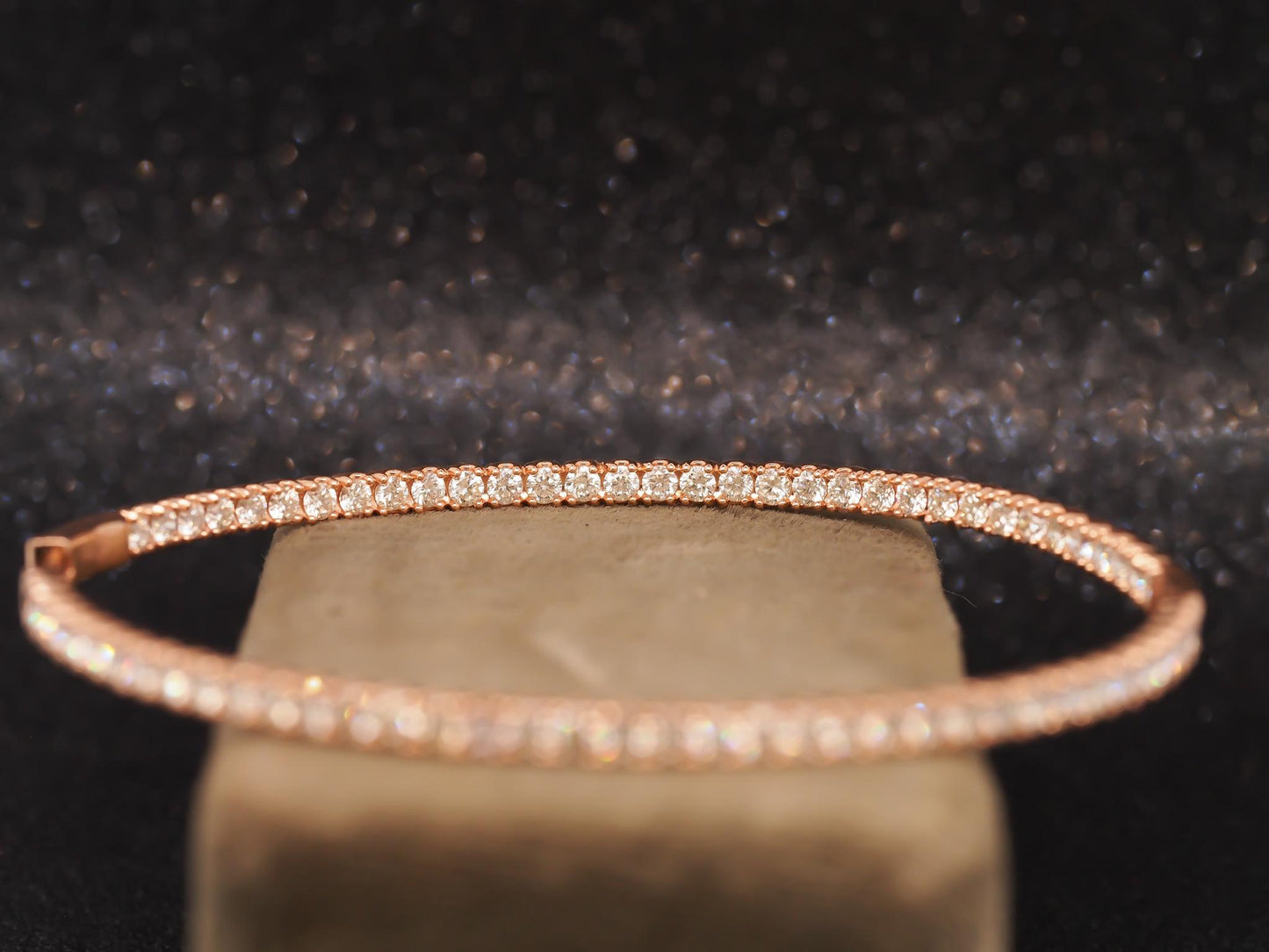 Estate Jumbo 14K Rose Gold 8ct Diamond Hoop Earrings - VHK#558a