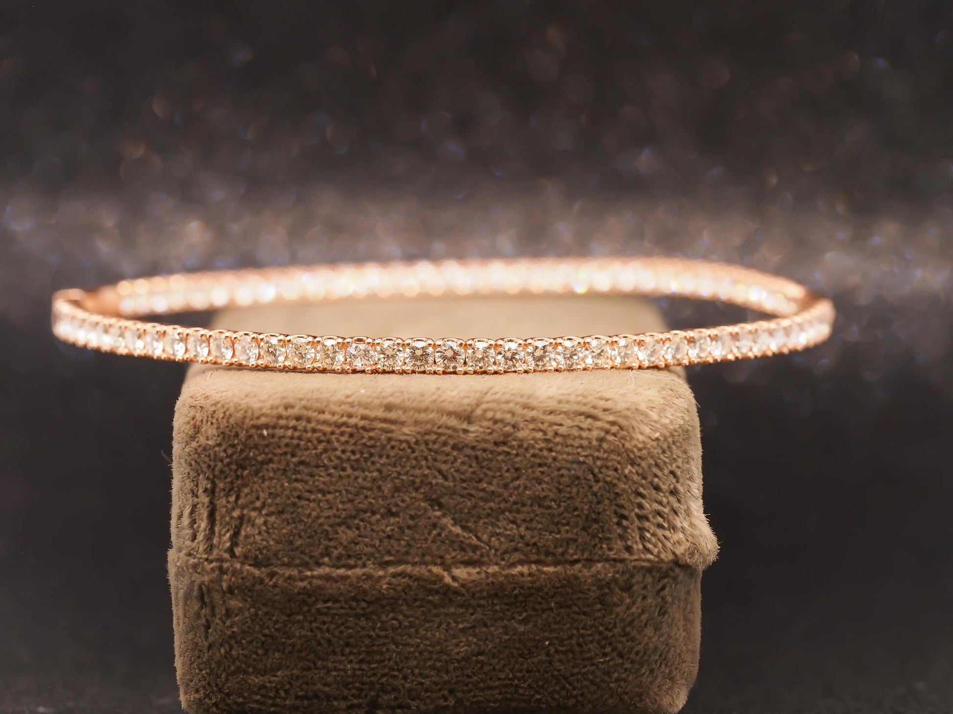 Estate Jumbo 14K Rose Gold 8ct Diamond Hoop Earrings - VHK#558a
