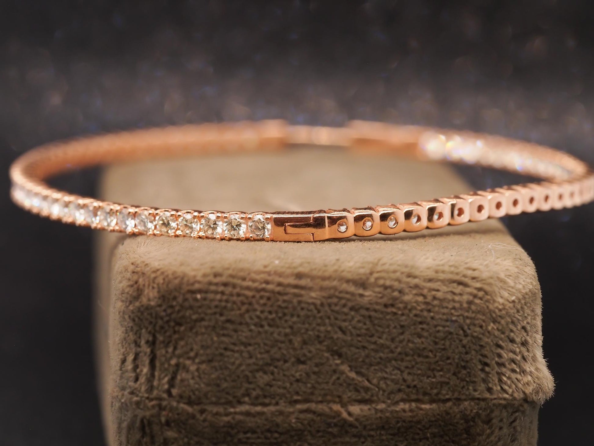 Estate Jumbo 14K Rose Gold 8ct Diamond Hoop Earrings - VHK#558a