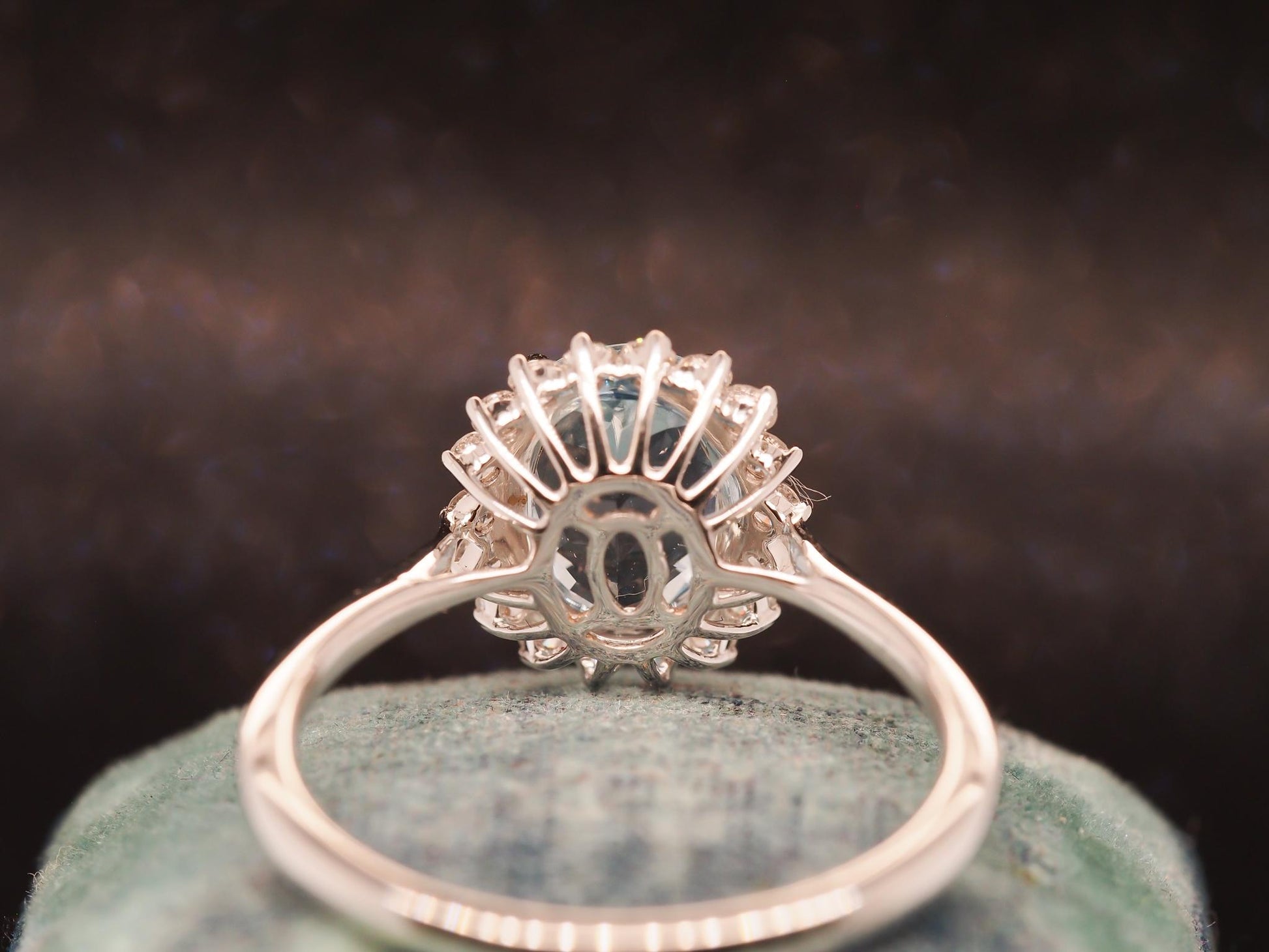 Estate 18K White Gold Aquamarine Diamond Halo Ring - VHK#289A