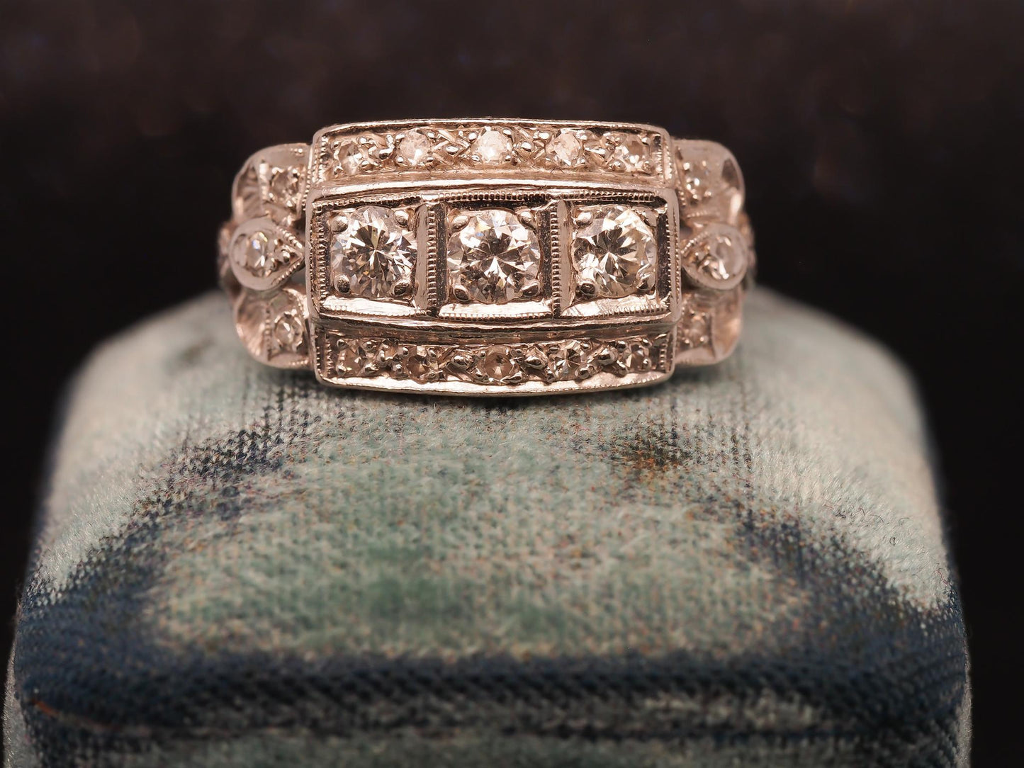 Estate Art Deco Platinum Diamond Ring - VHK#600A