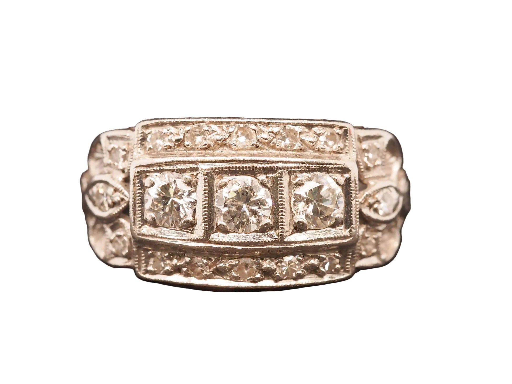 Estate Art Deco Platinum Diamond Ring - VHK#600A