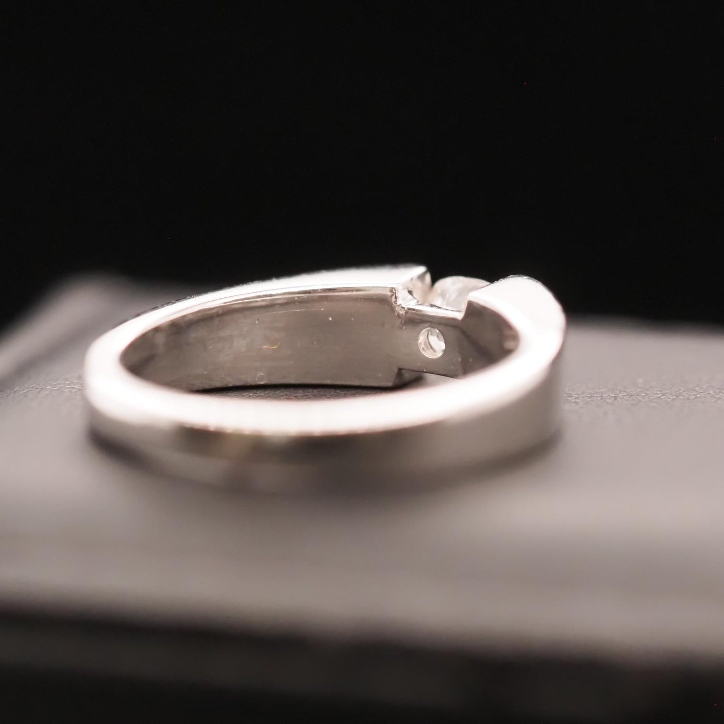 14K White Gold Tension Set Old Mine Cut Diamond Ring - VHK#654