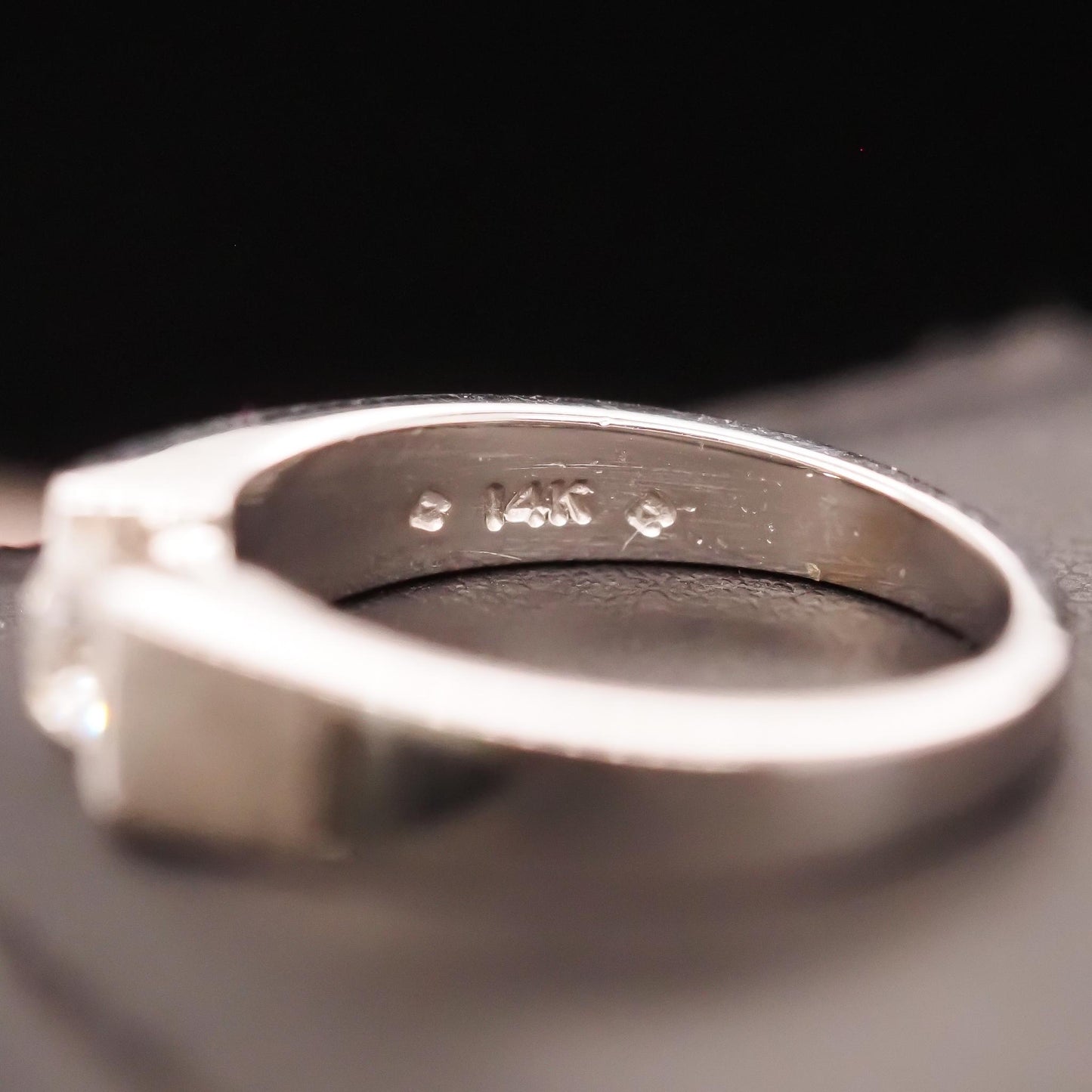 14K White Gold Tension Set Old Mine Cut Diamond Ring - VHK#654