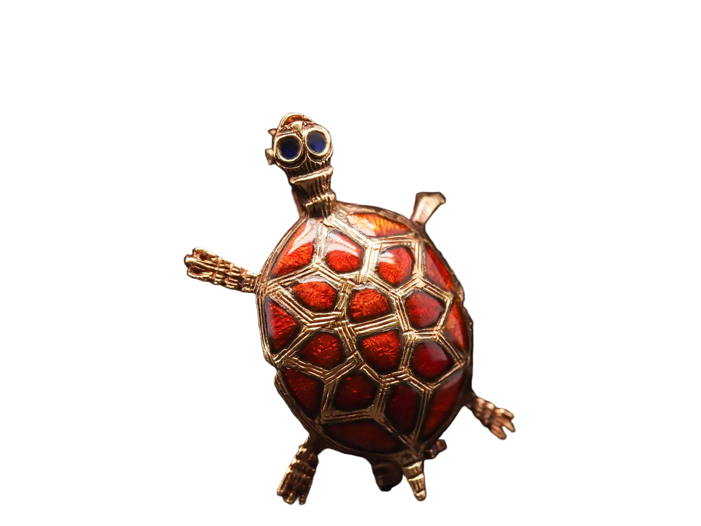 Estate 14K Yellow Gold Enamel Turtle Brooch Pin - VHK#675A
