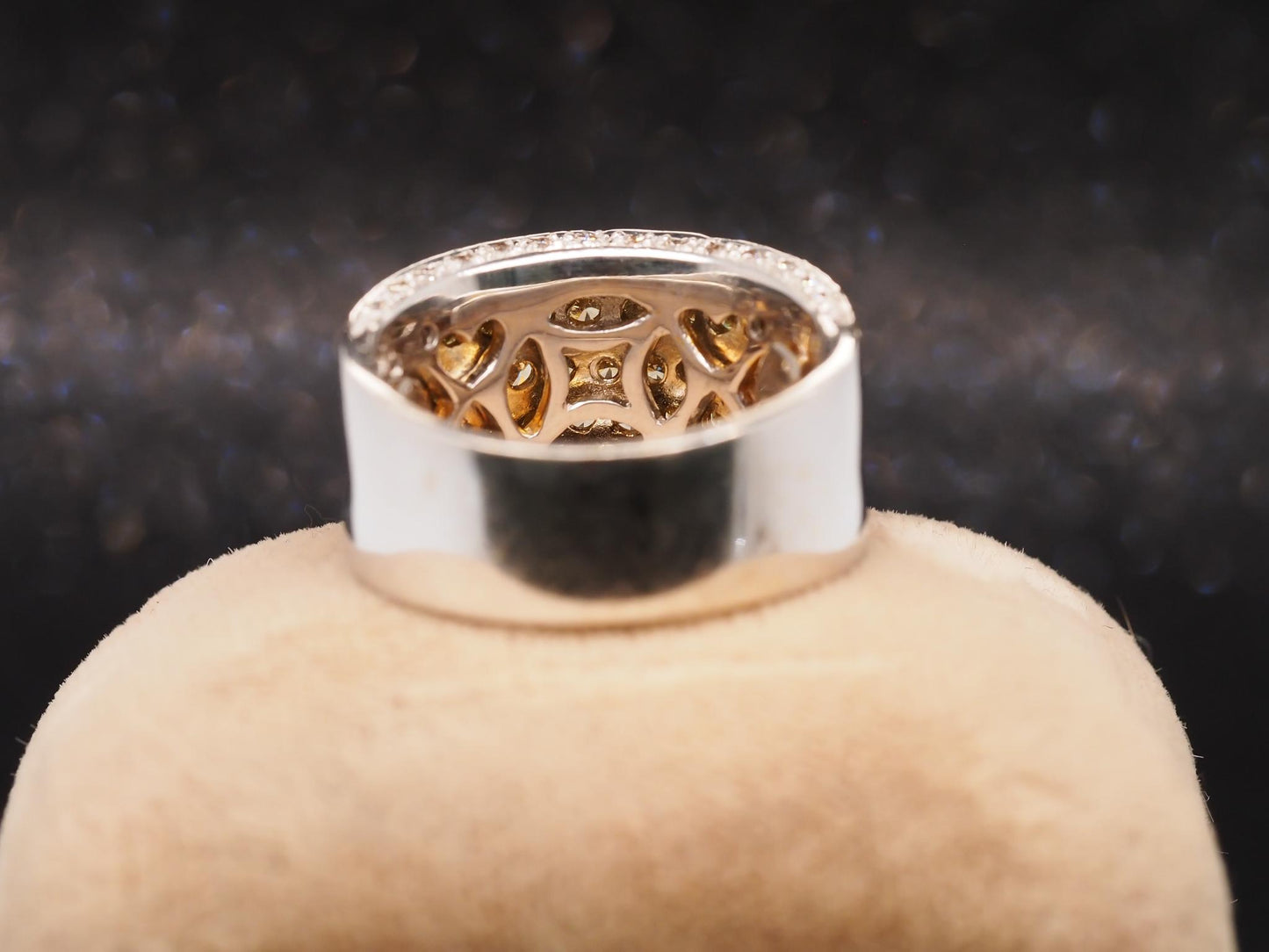 Estate 18K White Gold Fancy Yellow Diamond Band Ring - VHK#714B