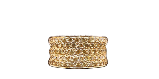 Estate 18K White Gold Fancy Yellow Diamond Band Ring - VHK#714B