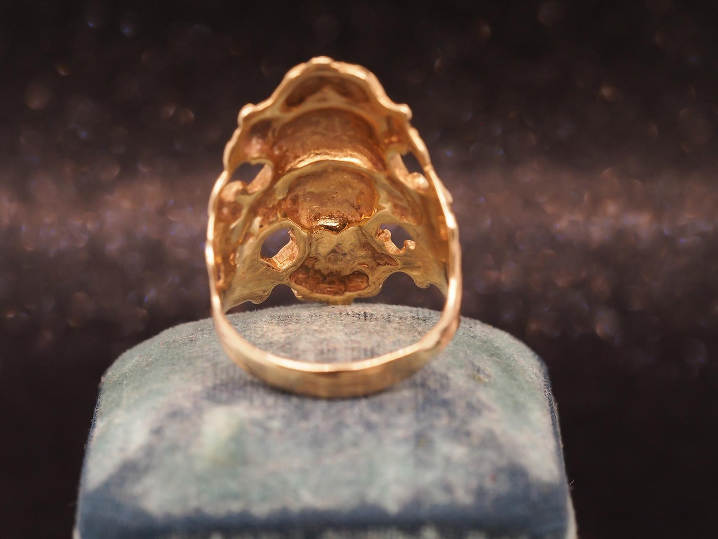 Estate 14K Yellow Gold Art Nouveau Lady Face Ring - VHK#731A