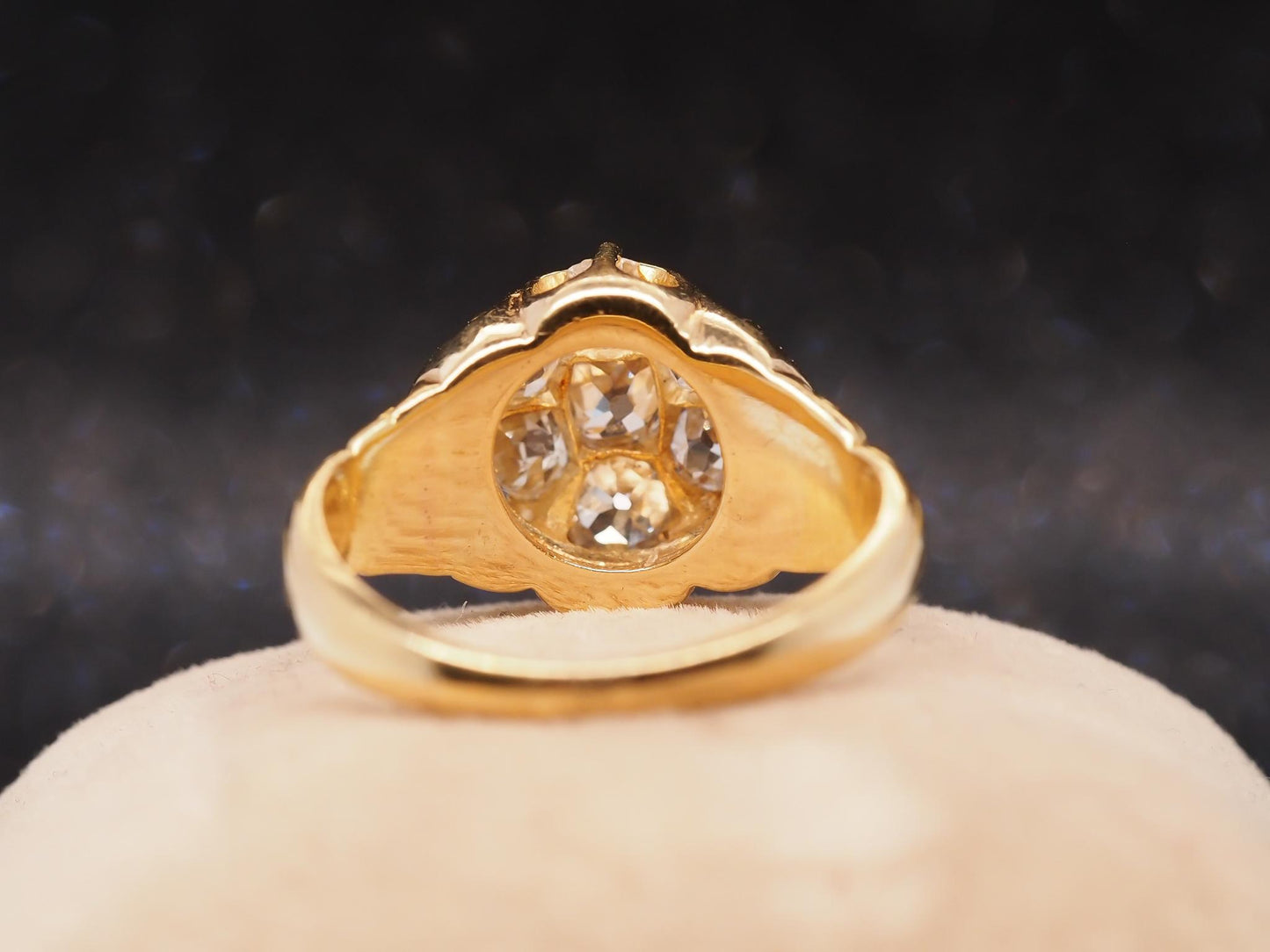 Estate 14K Yellow Gold Edwardian Old Mine Diamond Cluster Ring - VHK#819A