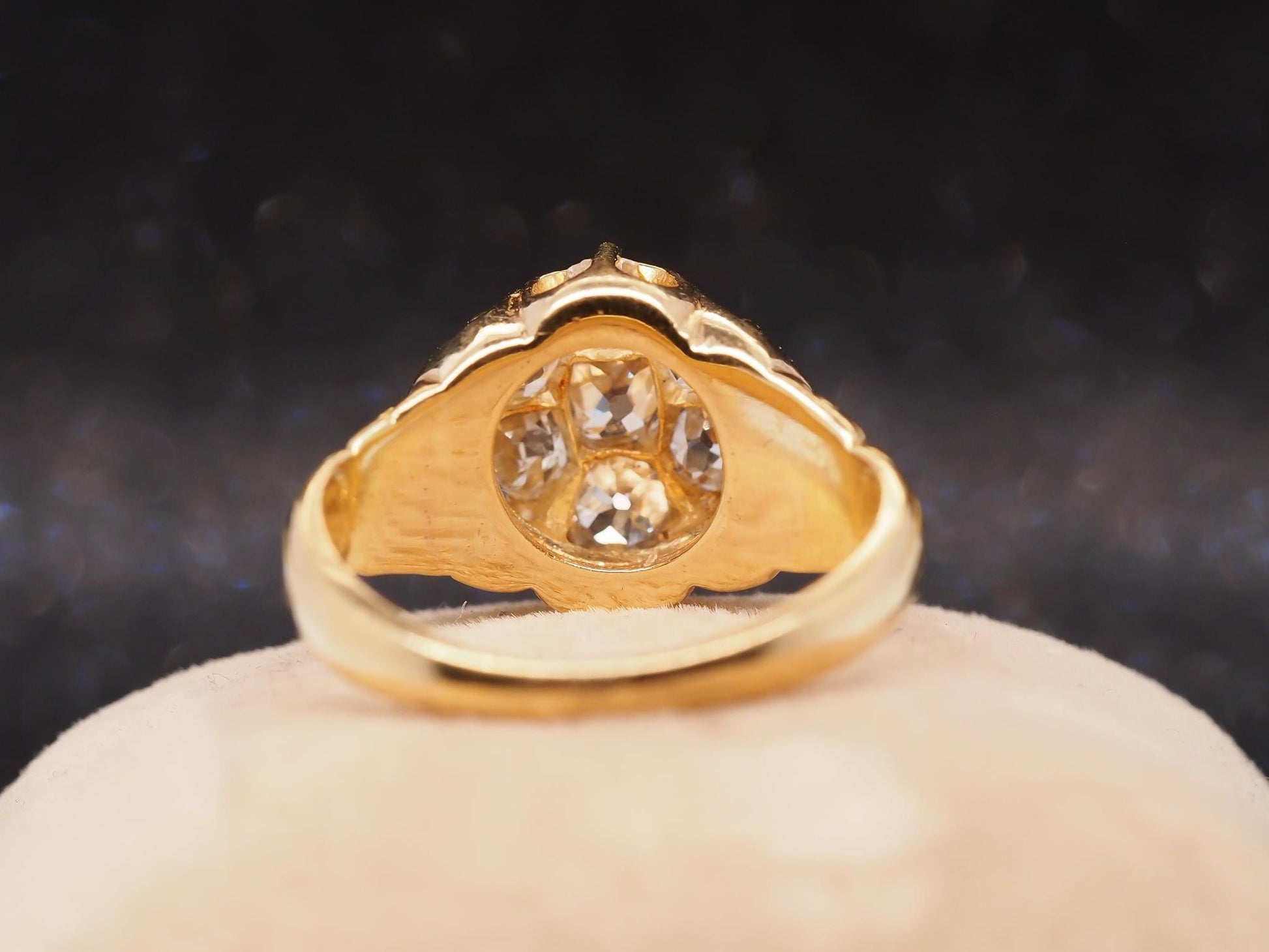 Estate 14K Yellow Gold Edwardian Old Mine Diamond Cluster Ring - VHK#819A