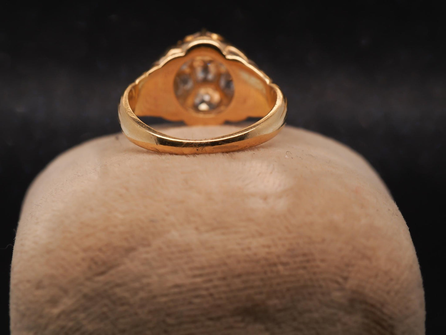 Estate 14K Yellow Gold Edwardian Old Mine Diamond Cluster Ring - VHK#819A