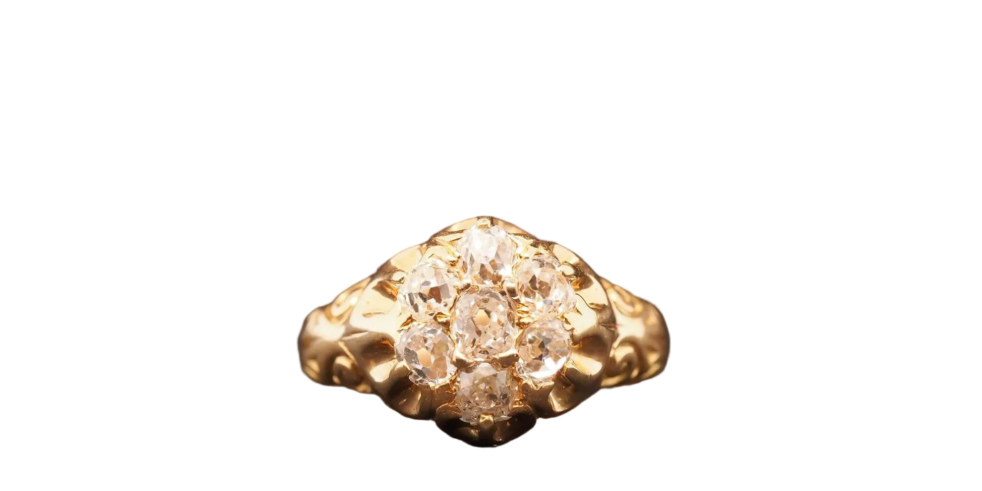 Estate 14K Yellow Gold Edwardian Old Mine Diamond Cluster Ring - VHK#819A