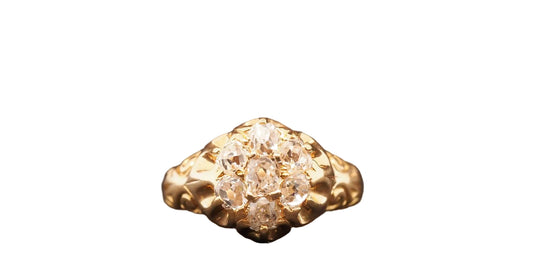 Estate 14K Yellow Gold Edwardian Old Mine Diamond Cluster Ring - VHK#819A