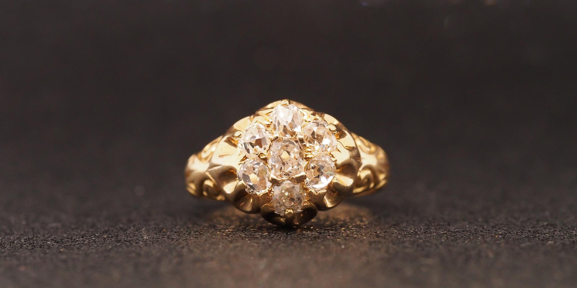 Estate 14K Yellow Gold Edwardian Old Mine Diamond Cluster Ring - VHK#819A