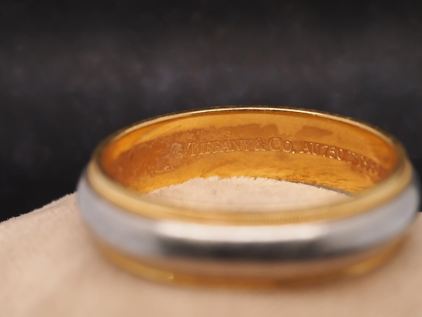 Estate Platinum & 18K Yellow Gold Mens Tiffany & Co. Wedding Band - VHK#874a