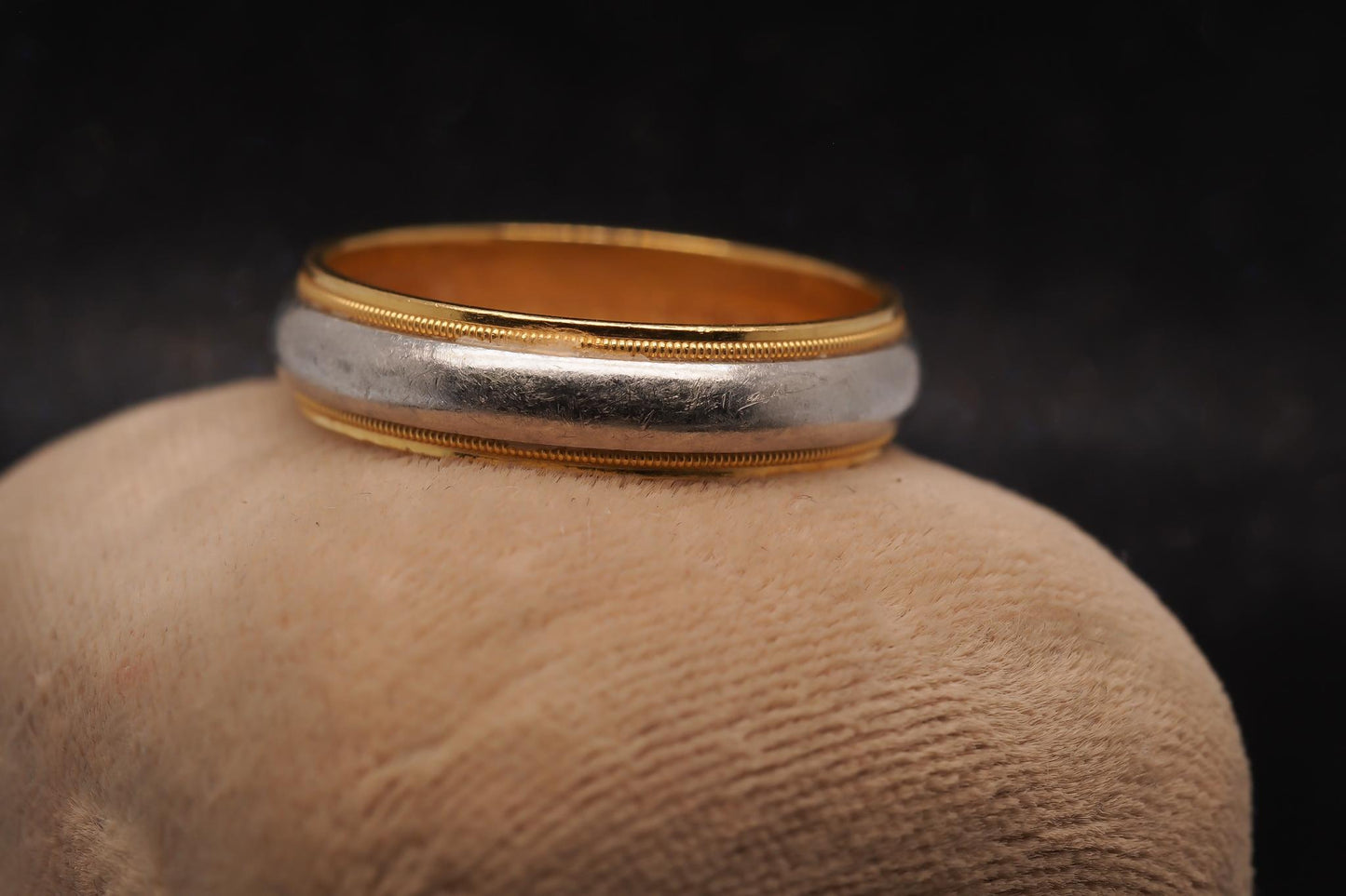 Estate Platinum & 18K Yellow Gold Mens Tiffany & Co. Wedding Band - VHK#874a