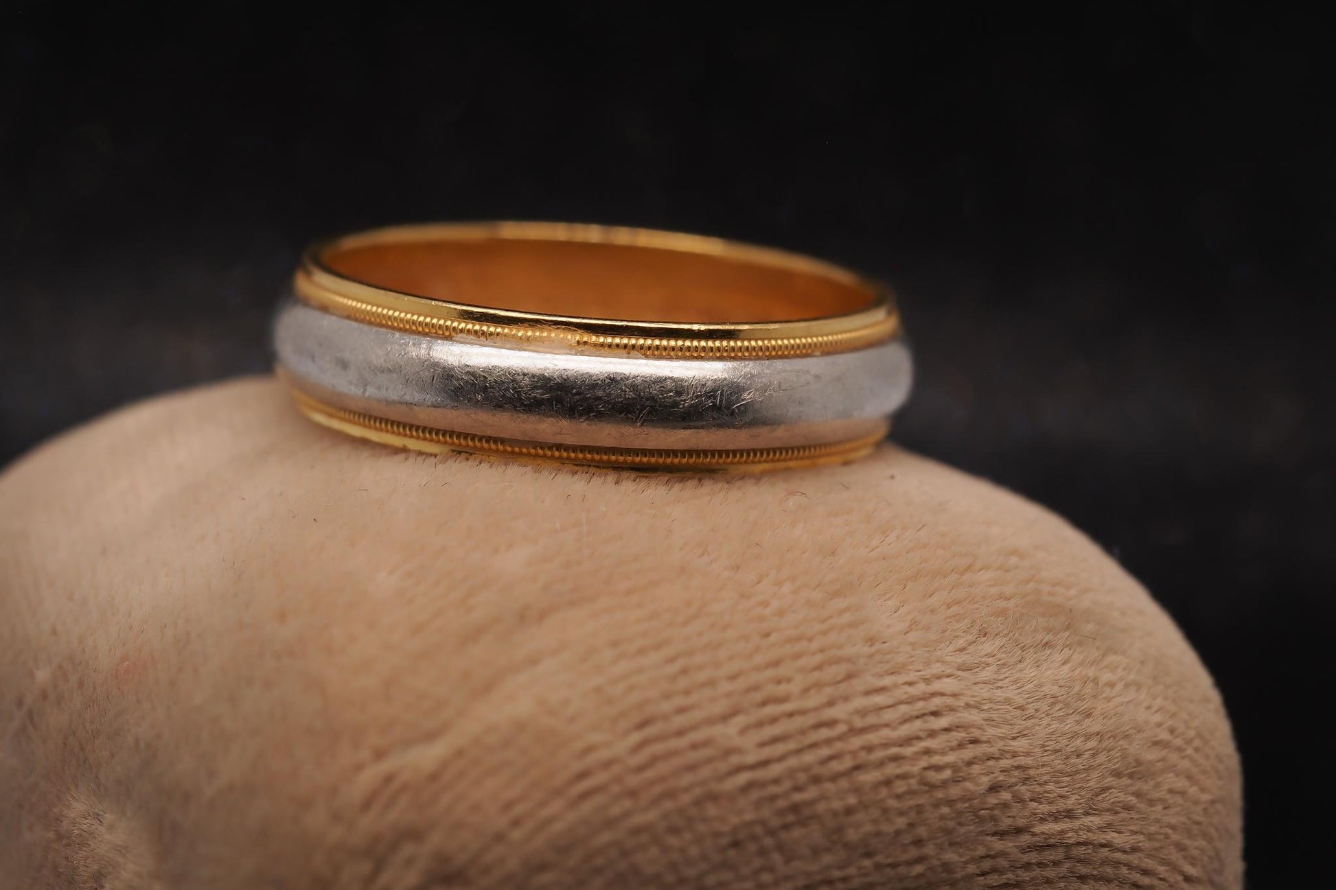 Estate Platinum & 18K Yellow Gold Mens Tiffany & Co. Wedding Band - VHK#874a