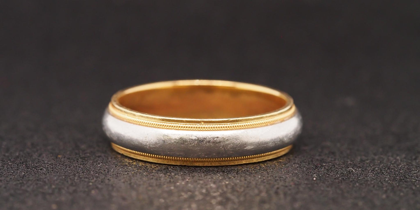 Estate Platinum & 18K Yellow Gold Mens Tiffany & Co. Wedding Band - VHK#874a