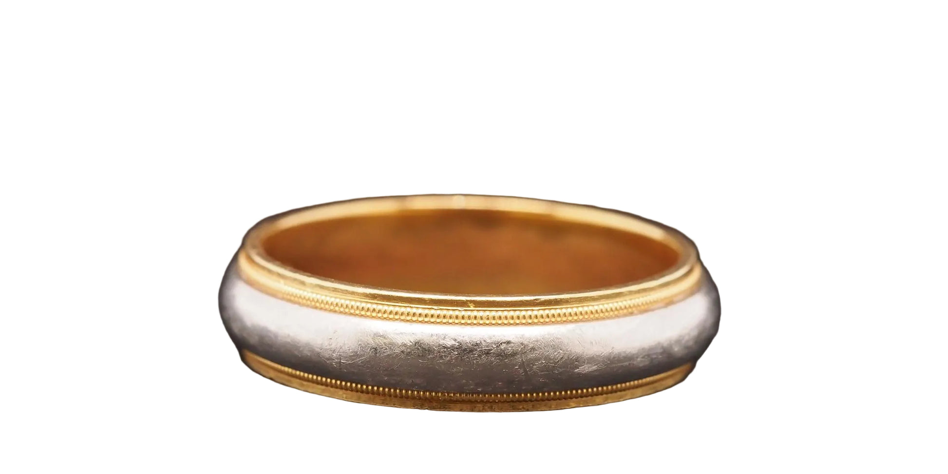 Estate Platinum & 18K Yellow Gold Mens Tiffany & Co. Wedding Band - VHK#874a