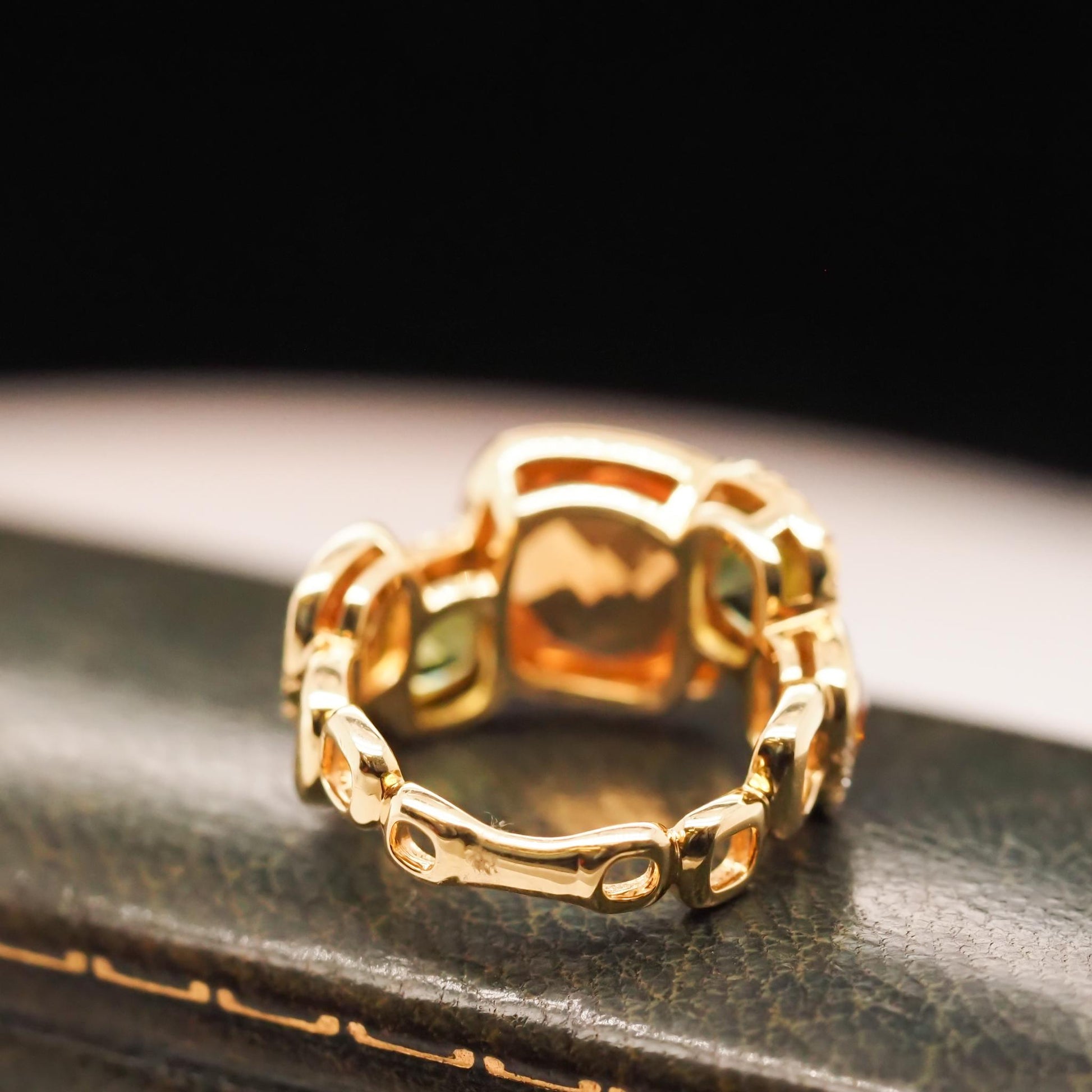 14K Yellow Gold Diamond, Citrine and Peridot Ring - VHK#665