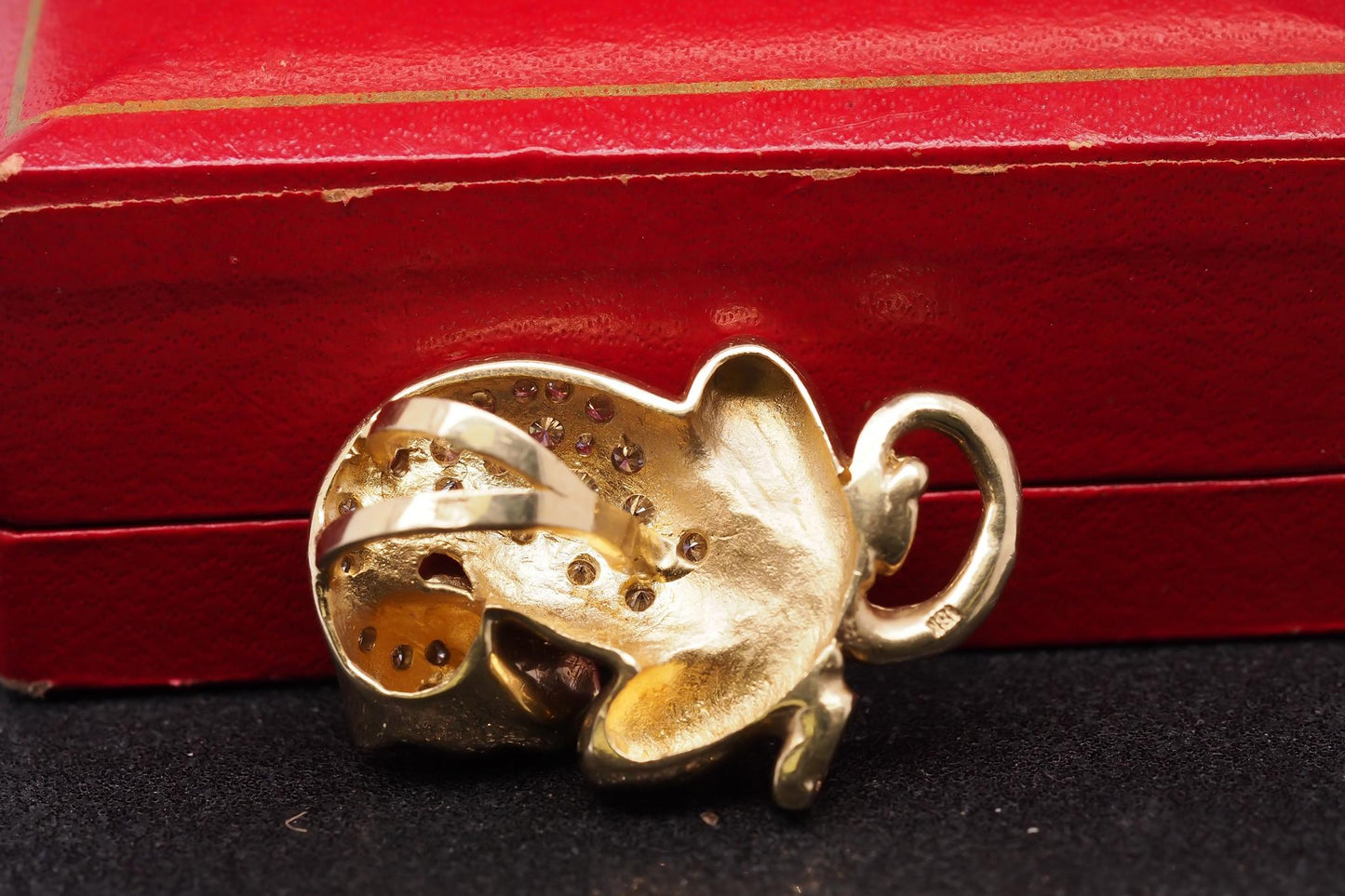 Estate 14K Yellow Gold Diamond Leopard Pendant - VHK#869A