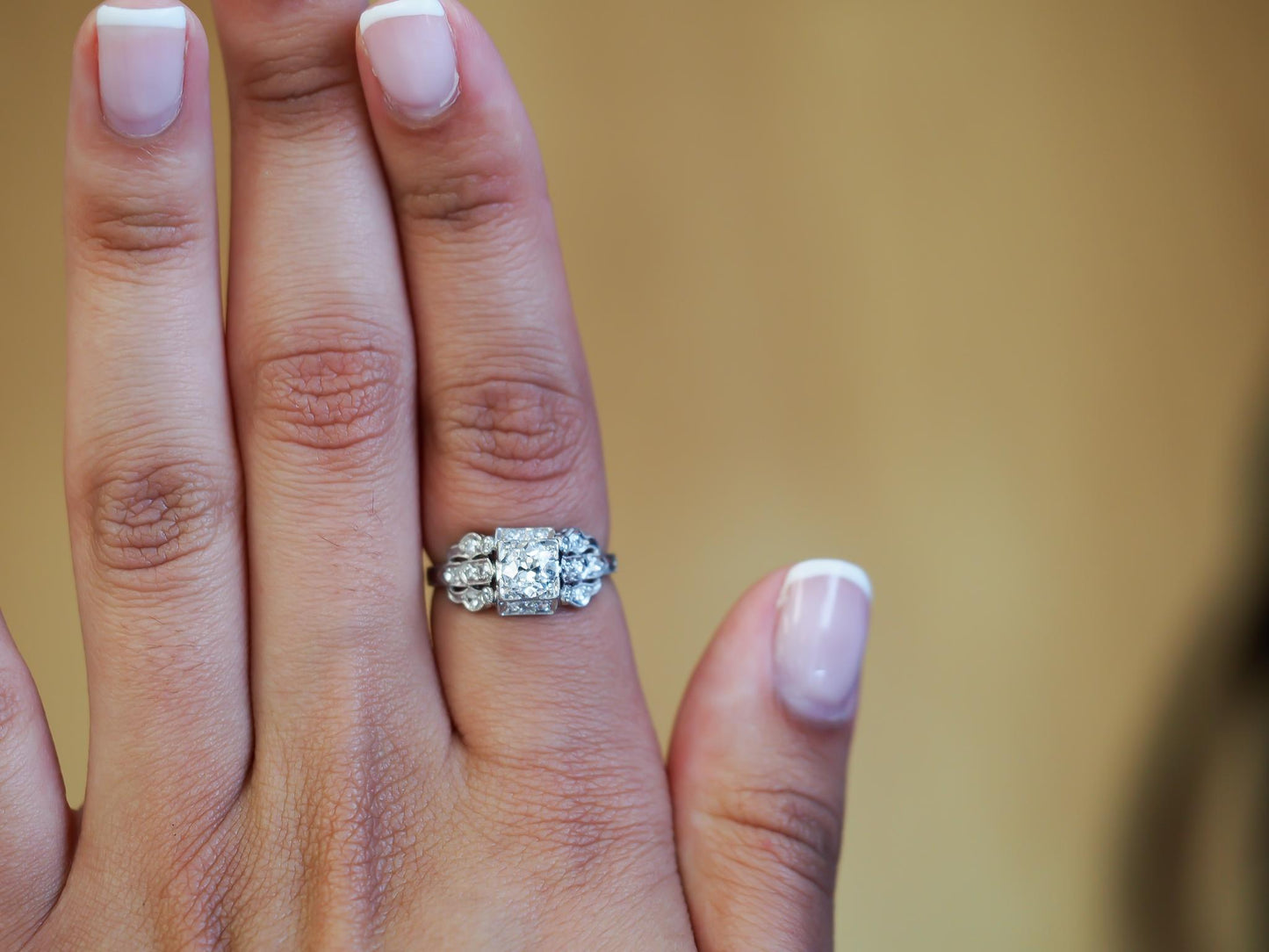 Estate Art Deco Platinum Old European Diamond Engagement Ring - VHK#737A