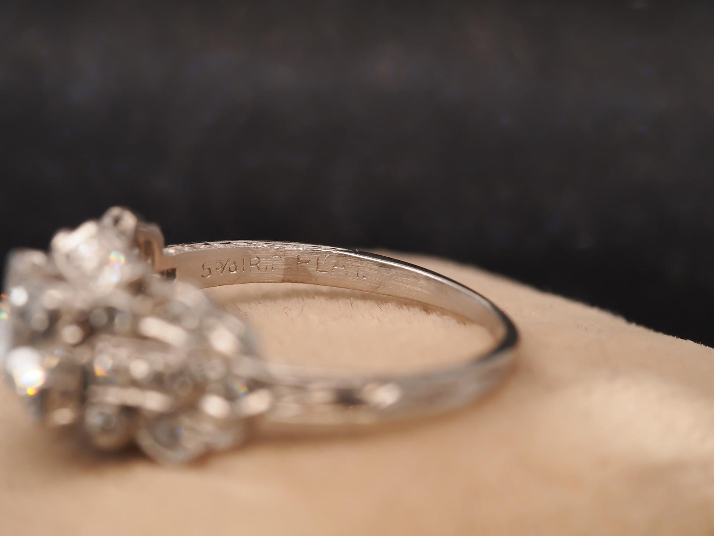 Estate Art Deco Platinum Old European Diamond Engagement Ring - VHK#737A