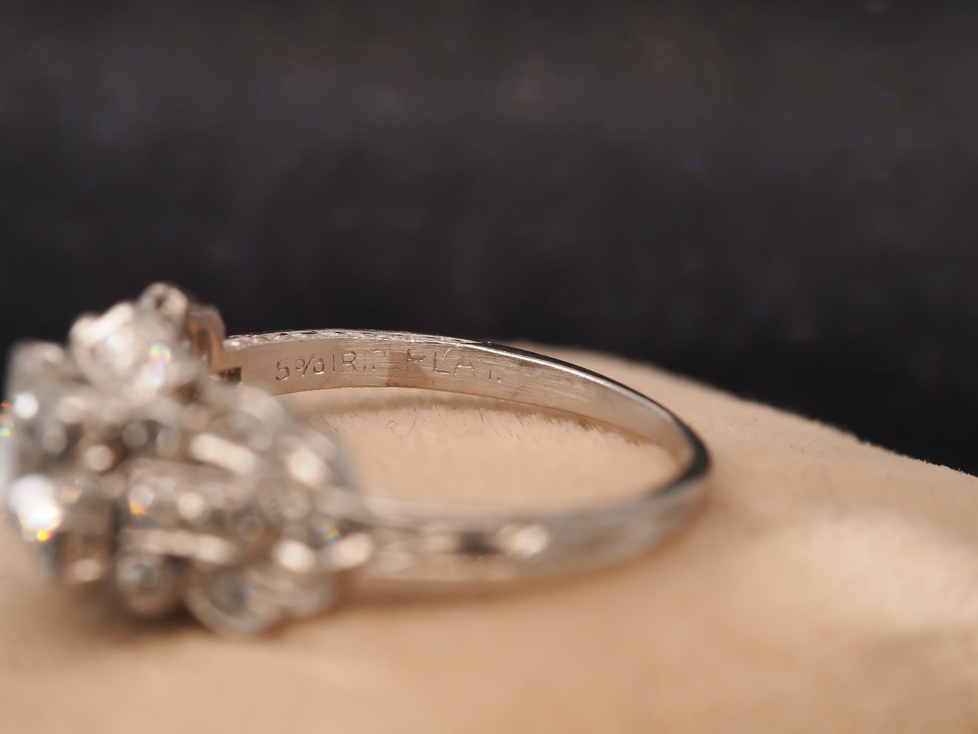 Estate Art Deco Platinum Old European Diamond Engagement Ring - VHK#737A