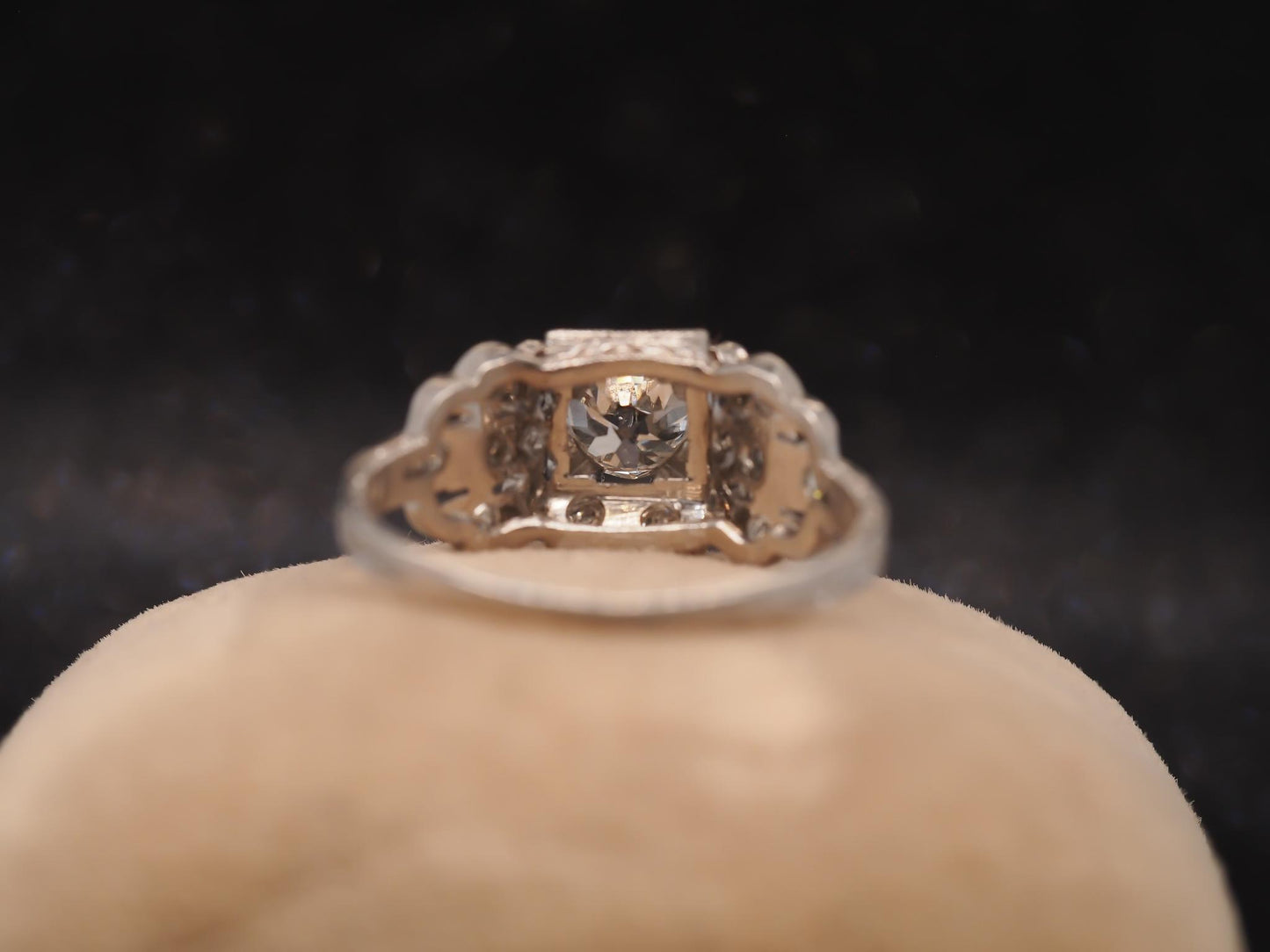 Estate Art Deco Platinum Old European Diamond Engagement Ring - VHK#737A