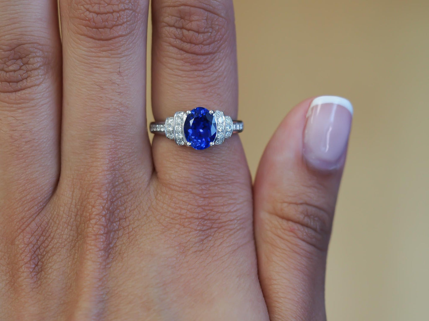 Estate 14K White Gold Tanzanite and Diamond Ring - VHK#889A
