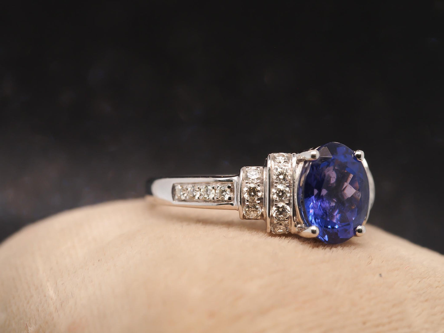Estate 14K White Gold Tanzanite and Diamond Ring - VHK#889A