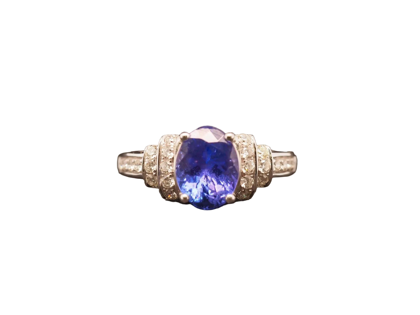 Estate 14K White Gold Tanzanite and Diamond Ring - VHK#889A