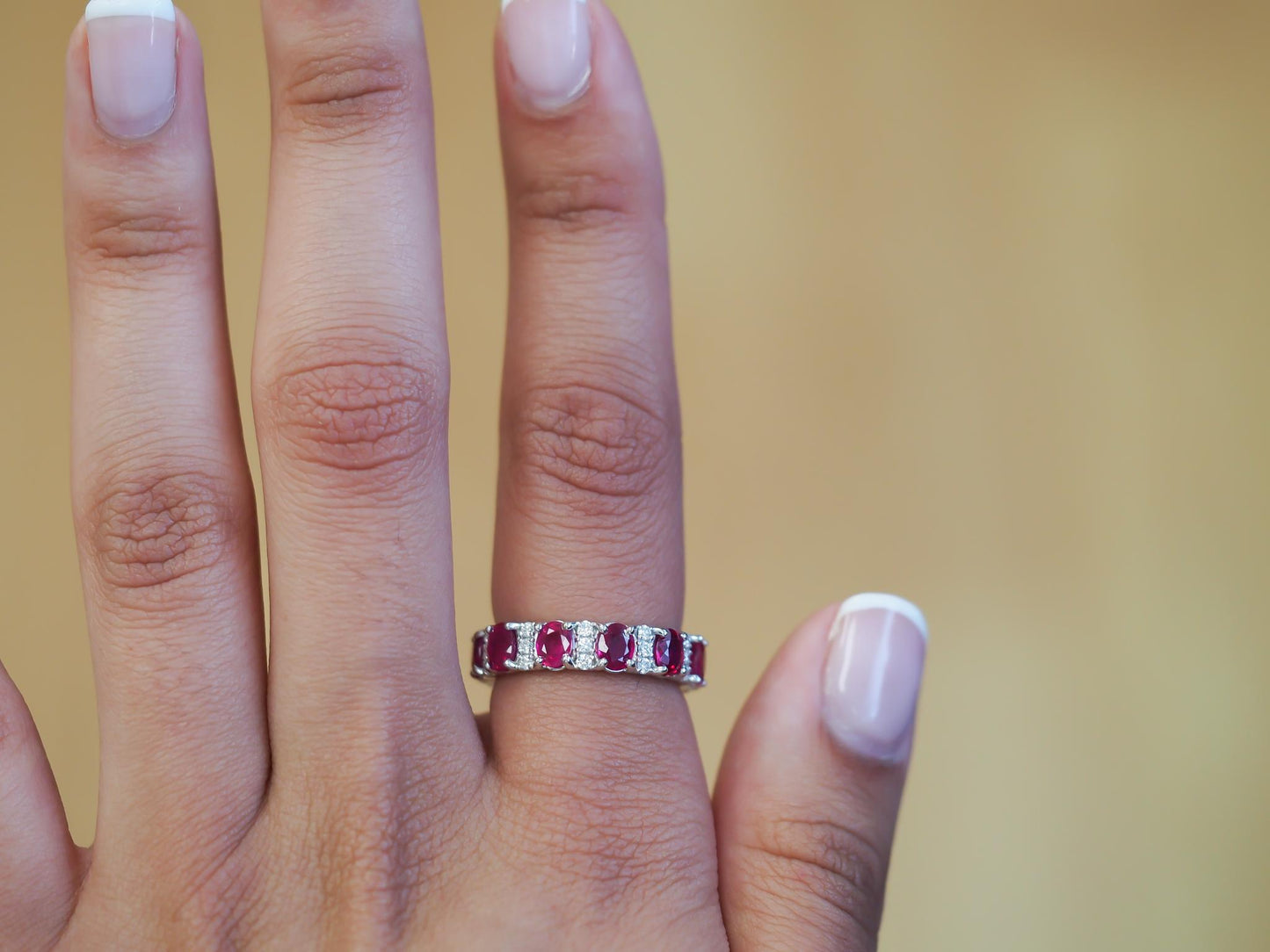Estate 14K White Gold Ruby and Diamond Band - VHK#805A