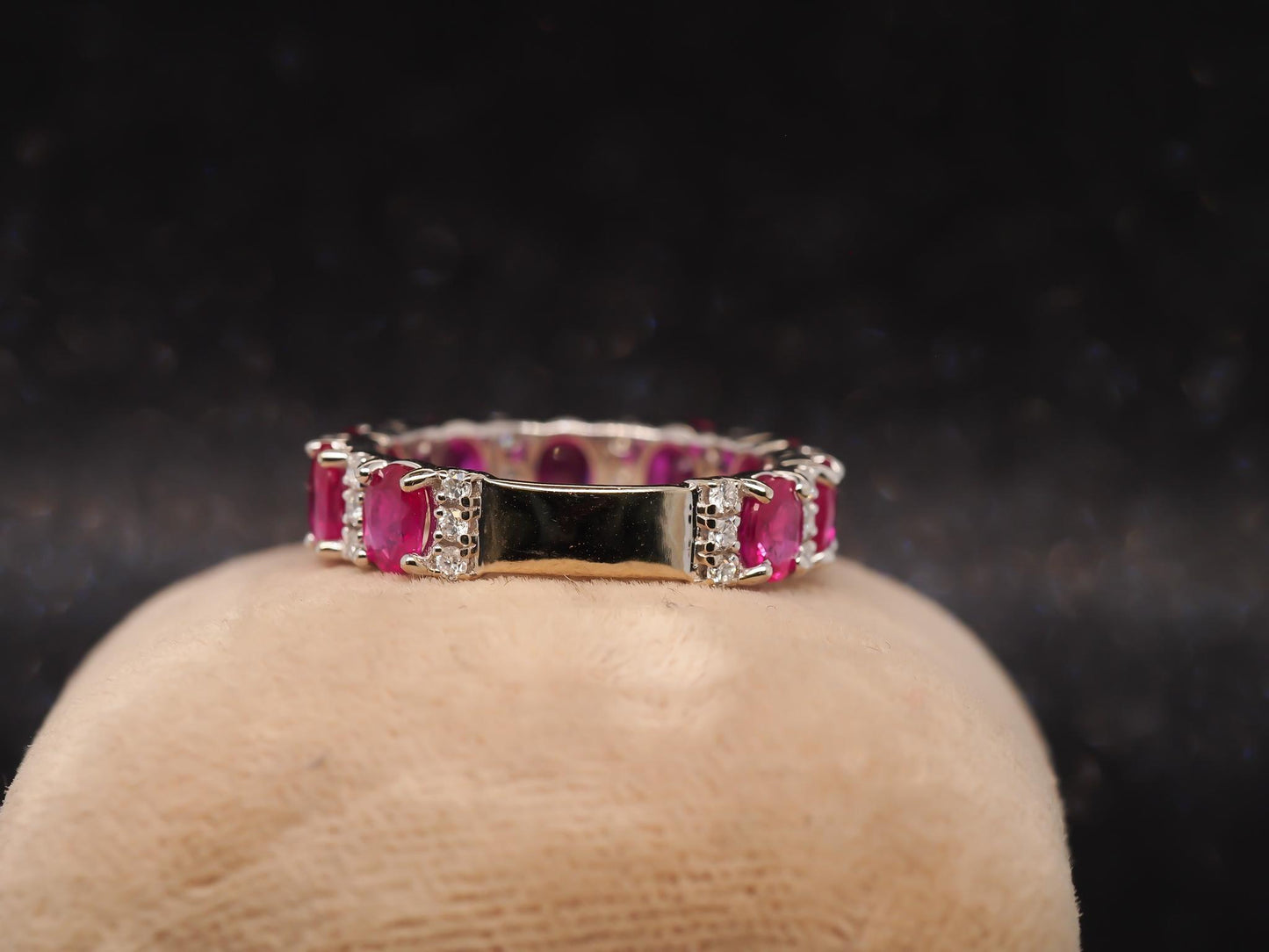 Estate 14K White Gold Ruby and Diamond Band - VHK#805A